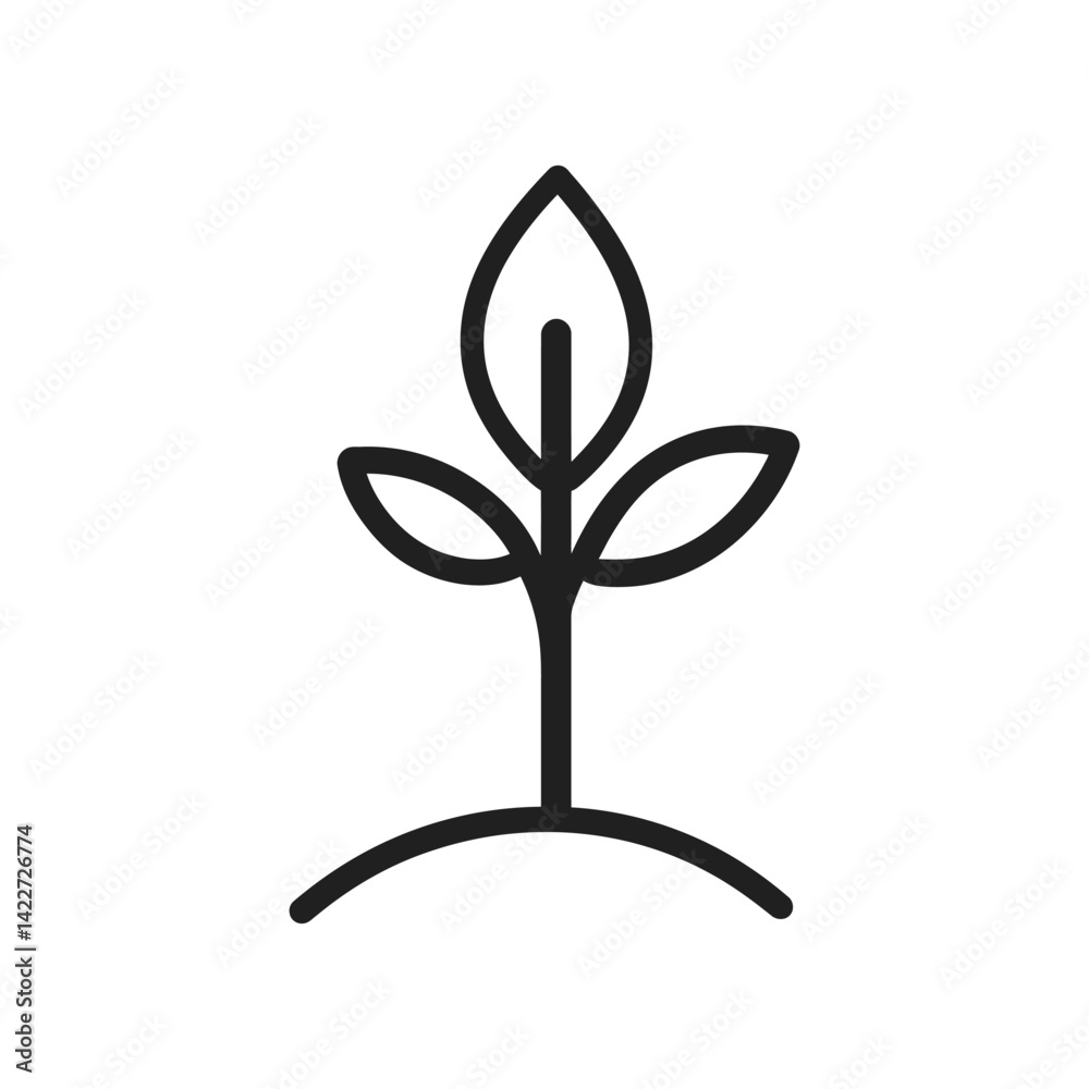 Sprout Icon on White Background Minimalist Black Line Drawing Plant Sapling Sprout Icon on White Background Minimalist Black Line Drawing Plant Sapling