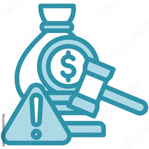 Penalty Notice mini illustration dual tone blue color icon, use for taxation, economy, business, finance, UI, UX kit, app and web development, digital or print.