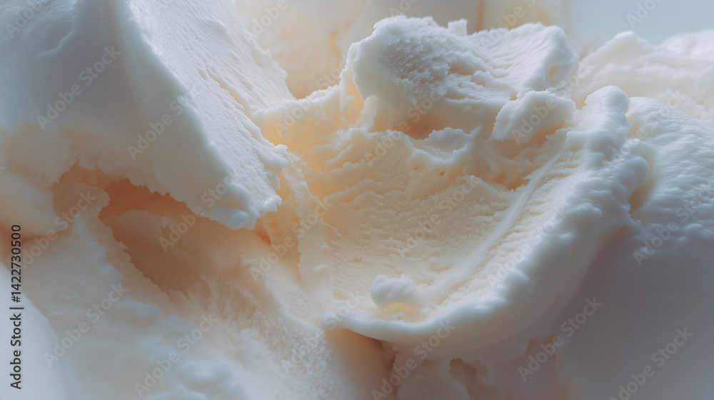Close-up vanilla ice cream swirl – textured white dairy surface
