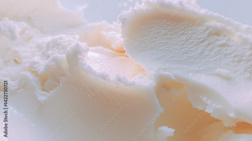 Vanilla ice cream close-up – smooth creamy texture from top view