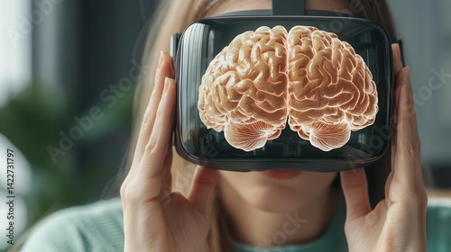 Neurologist using VR brain simulation to explain stroke damage