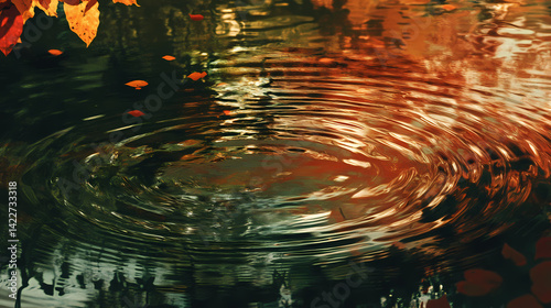 Tranquil ripples on reflective water surface in natural setting. Silent Ripple. Illustration