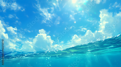 Summer Beach Underwater Japanese Anime Style Banner Poster Wallpaper
