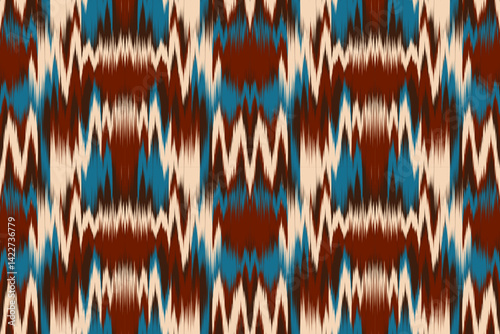 Ethnic ikat seamless pattern abstract pattern vector design for fabric block print