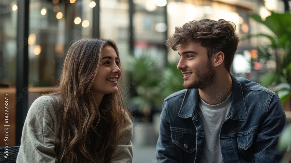 young man and woman talking having conversation