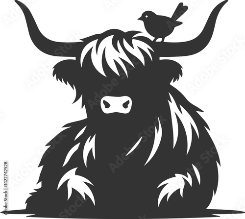Cattle highland silhouette vector