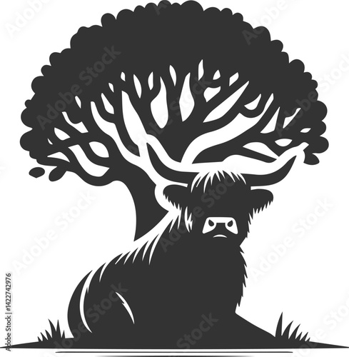 Cattle highland silhouette vector