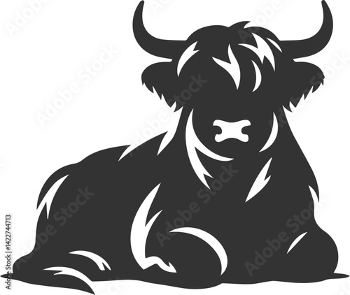 Cattle highland silhouette vector