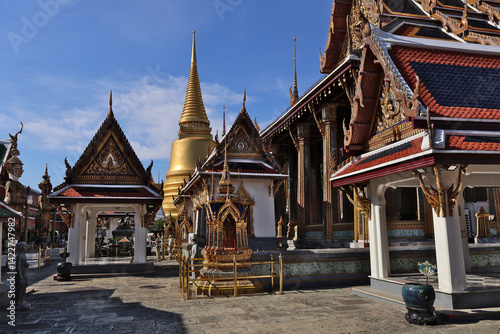 Ornate Temples and Golden Pagoda in the Grand Palace, Bangkok