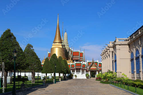 Sunny Day at the Grand Palace Complex in Bangkok, Thailand