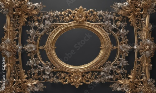 Intricate gold & silver floral frames, vintage style , art, wedding