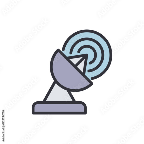 Antenna broadcast colored icons, minimalist vector illustration ,simple transparent graphic element .Isolated on white background