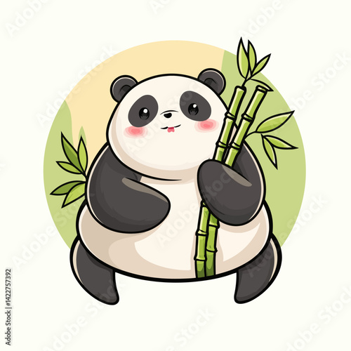 panda bear with a bamboo