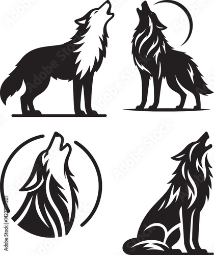 Wolves vector wolves are howling 