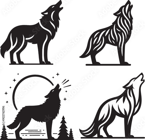 Wolves vector wolves are howling 