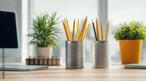 DIY Pencil Holders Made from Repurposed Tin Cans for Creative Workspace Organization