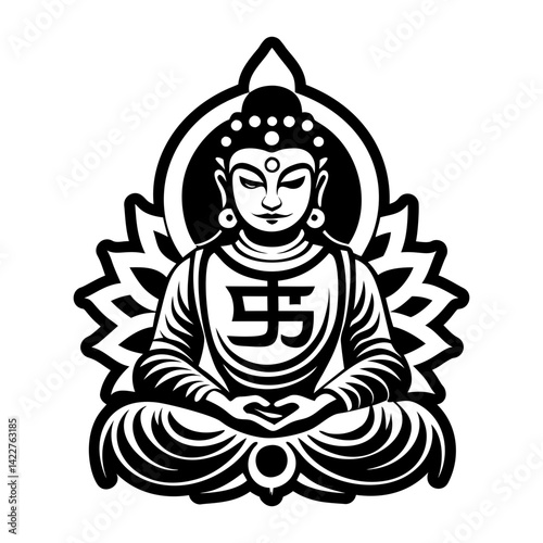 A glyph style icon of buddha tattoo