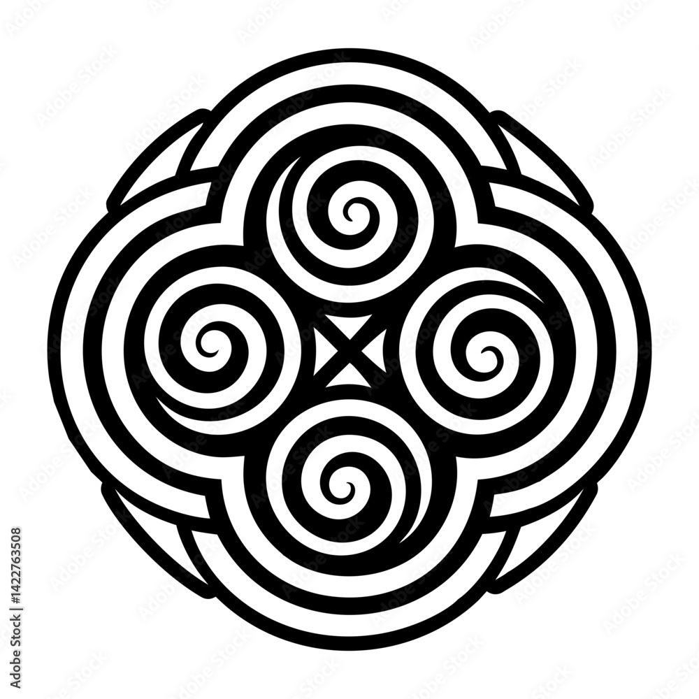 A filled style icon of spiral symbol tattoo A filled style icon of spiral symbol tattoo
