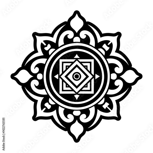 A glyph style icon of tibetan engraving tattoo