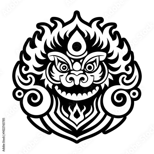 A glyph style icon of ethereal guardian symbol