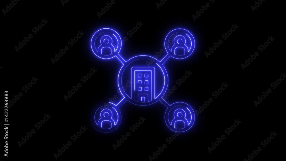 Neon company network and people connections animation glow Neon company network and people connections animation glow