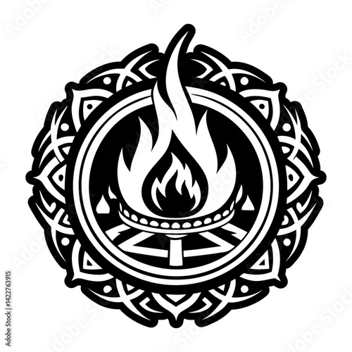 A filled style icon of fire tattoo