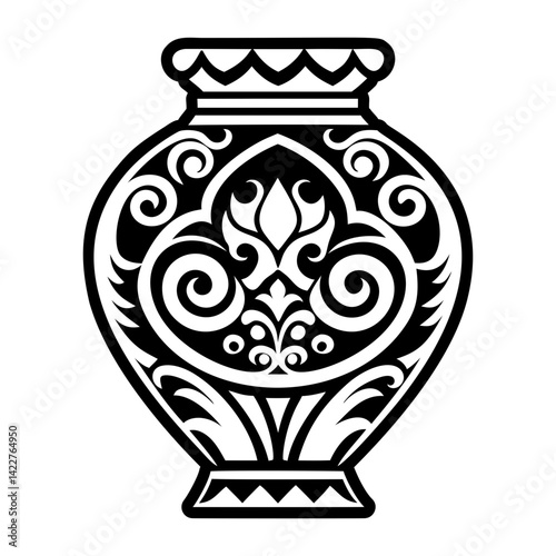 A solid style icon of treasure vase tattoo