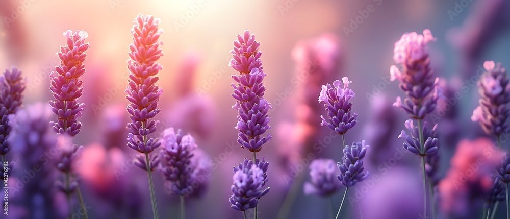 Naklejka premium Sunset Lavender Field.