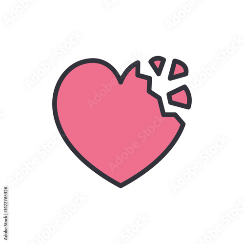 Broken heart colored icons, minimalist vector illustration ,simple transparent graphic element .Isolated on white background