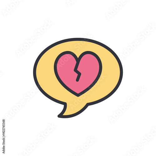 Broken heart colored icons, minimalist vector illustration ,simple transparent graphic element .Isolated on white background