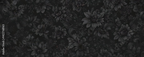 Intricate black charcoal floral wallpaper  Elegant, luxurious, dark, floral, intricate design , home, botanical, charcoal