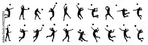 volleyball player silhouette man and woman volleyball player silhouette
