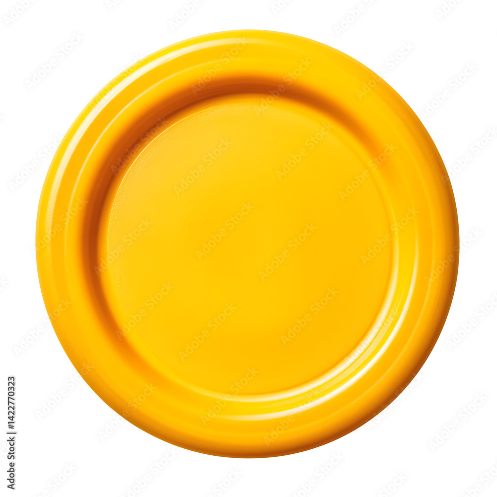 A bright yellow plastic frisbee, isolated on white background A bright yellow plastic frisbee, isolated on white background