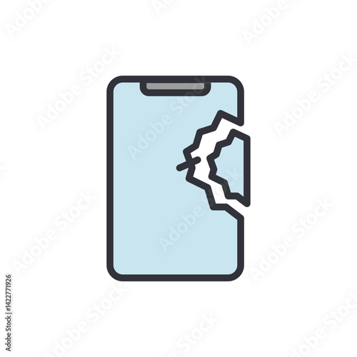 Broken smartphone colored icons, minimalist vector illustration ,simple transparent graphic element .Isolated on white background