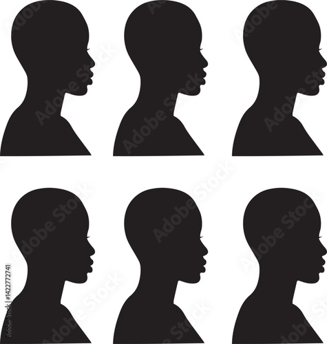 Vector silhouette of a woman avatar. Vector geometric illustration. 