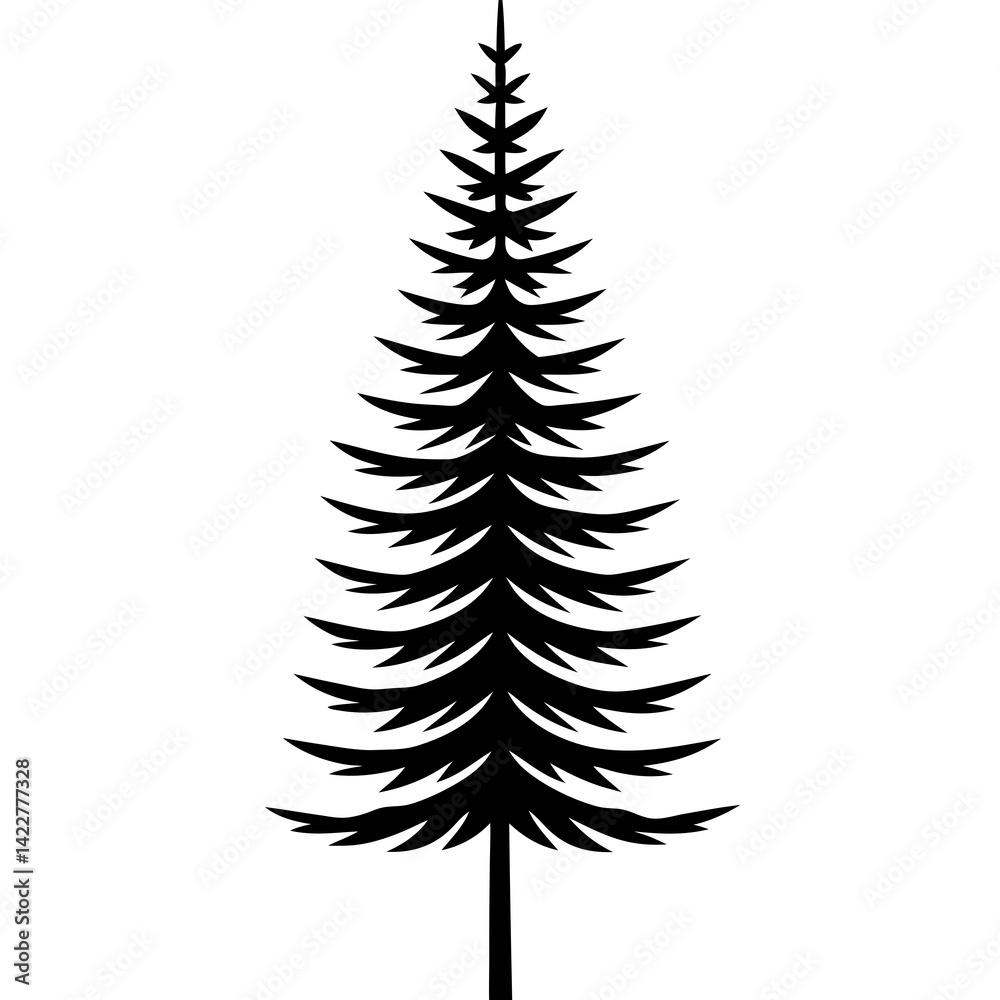 Naklejka premium minimalist pine tree vector art illustration