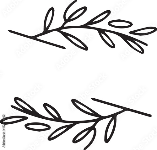 Two simplistic black line drawings of branches 