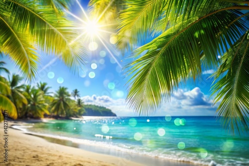 Tropical Beach Paradise with Palm Trees