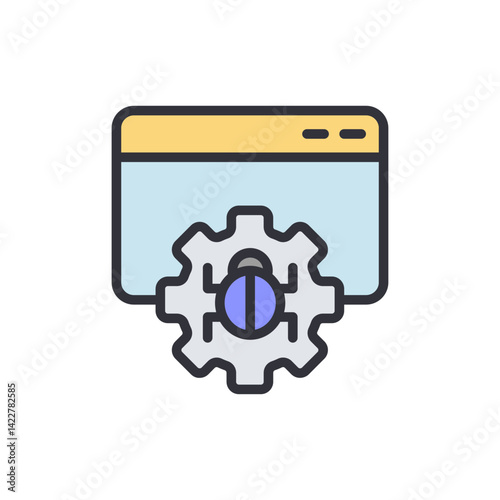 Bug fix colored icons, minimalist vector illustration ,simple transparent graphic element .Isolated on white background