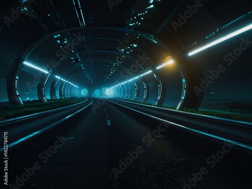 Concept for warp effect futuristic space tunnel