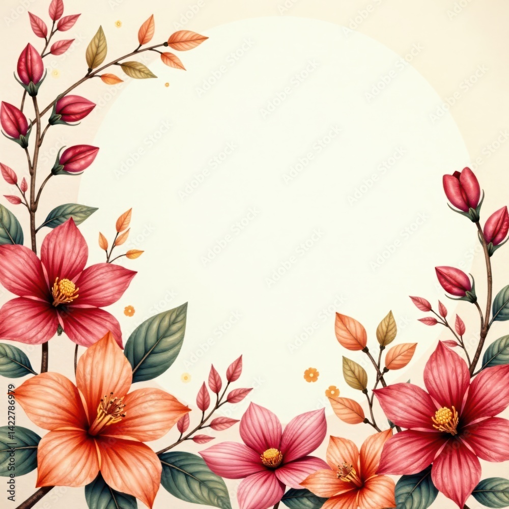 Fototapeta premium Watercolor autumn flowers arrangement, watercolor art, floral bouquet
