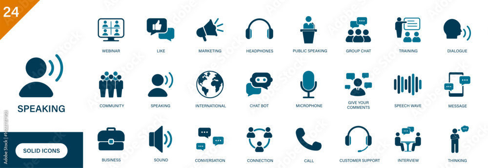 Fototapeta premium Speaking icon. Containing communication, customer support, dialogue, chat, give your comments.