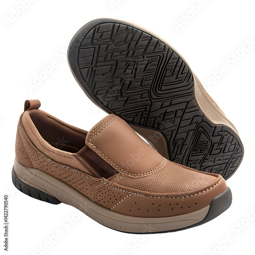 Comfortable orthopedic shoes for seniors, slip-resistant soles, lifestyle footwear, isolated on white