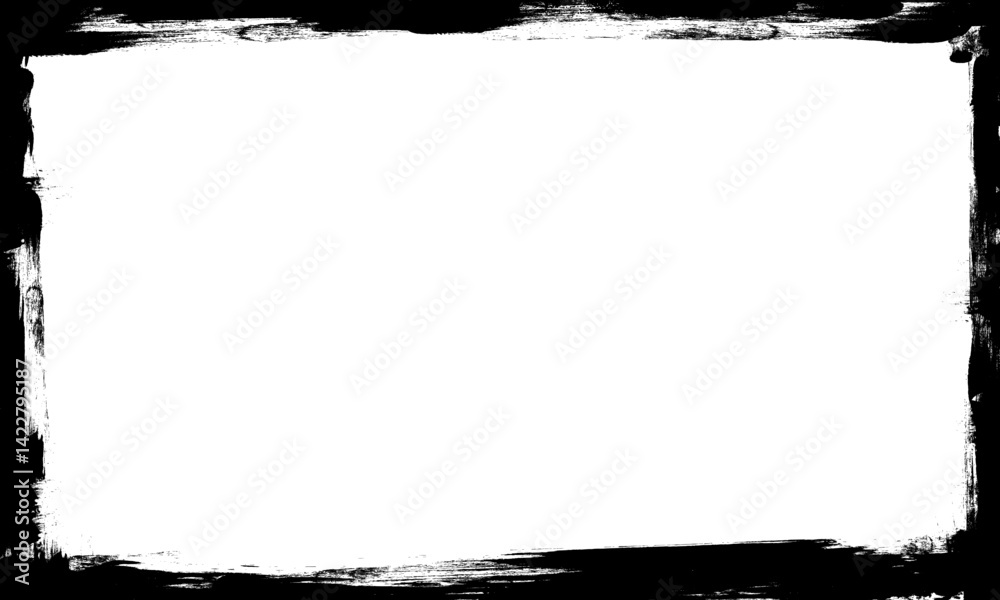 black ink brush painting blank frame border picture artistic grunge graphic element