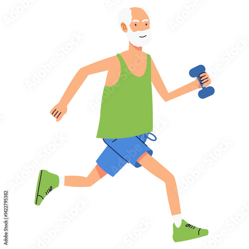 Elderly Pensioner Activity Character. Vector Illustration in Cartoon Style.