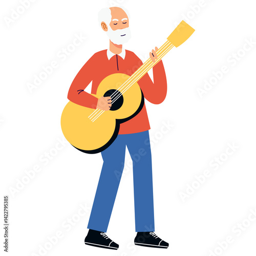 Elderly Pensioner Activity Character. Vector Illustration in Cartoon Style.