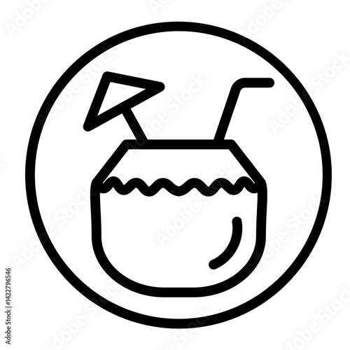 Coconut Drink Vector Line Icon Design