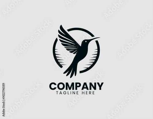 Hummingbird Bird Flying Vector Logo Design