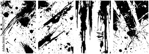 Grunge Ink Splatter and Drip Texture Pack, High Contrast Abstract Paint Splash Overlays for Artistic Designs