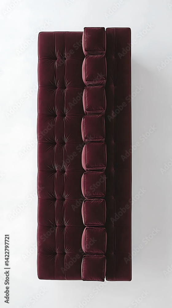 Obraz premium Long couch with a red velvet back